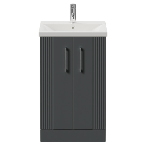 Avant Satin Grey 500mm 2 Door Vanity Unit with Glide Basin Front View
