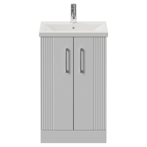 Avant Satin White 500mm 2 Door Vanity Unit with Glide Basin Front View