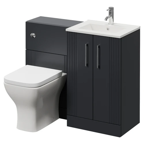 Avant Satin Anthracite 1000mm 2 Door Vanity Unit and Toilet Suite with Angel Basin Right Hand View