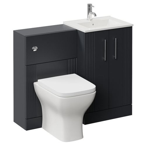 Avant Satin Anthracite 1000mm 2 Door Vanity Unit and Toilet Suite with Angel Basin Left Hand View