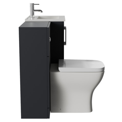 Avant Satin Anthracite 1000mm 2 Door Vanity Unit and Toilet Suite with Angel Basin Side View