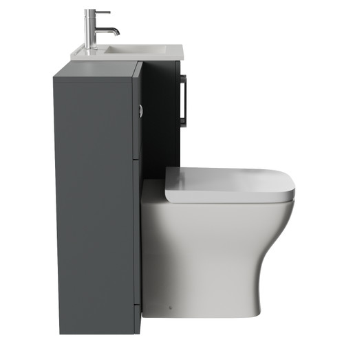 Avant Satin Grey 1000mm 2 Door Vanity Unit and Toilet Suite with Angel Basin Side View