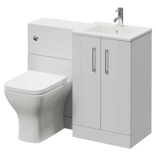Avant Satin White 1000mm 2 Door Vanity Unit and Toilet Suite with Angel Basin Right Hand View