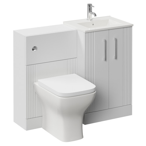 Avant Satin White 1000mm 2 Door Vanity Unit and Toilet Suite with Angel Basin Left Hand View