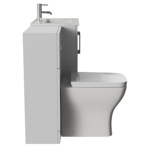 Avant Satin White 1100mm 2 Door Vanity Unit and Toilet Suite with Angel Basin Side View