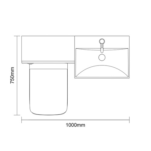 Avant Satin Green 1000mm 2 Door Vanity Unit and Toilet Suite with Rimini Basin Top Down Dimensions