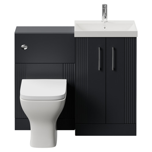 Avant Satin Anthracite 1000mm 2 Door Vanity Unit and Toilet Suite with Rimini Basin Front View