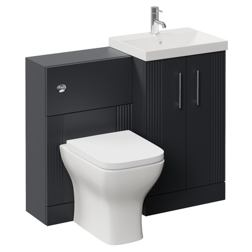 Avant Satin Anthracite 1000mm 2 Door Vanity Unit and Toilet Suite with Rimini Basin Left Hand View
