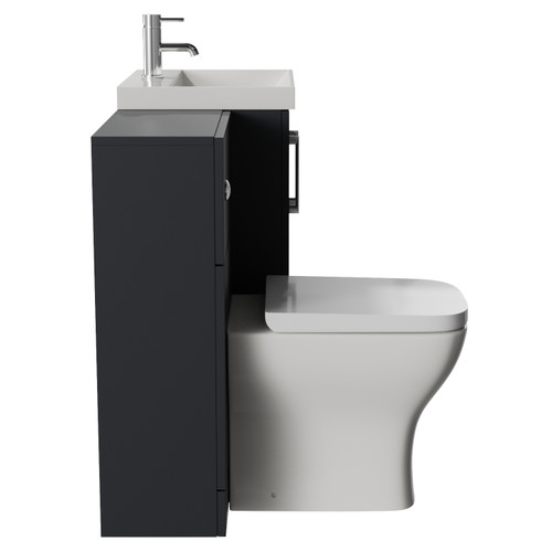 Avant Satin Anthracite 1000mm 2 Door Vanity Unit and Toilet Suite with Rimini Basin Side View
