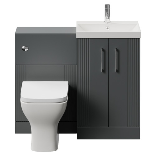 Avant Satin Grey 1000mm 2 Door Vanity Unit and Toilet Suite with Rimini Basin Front View