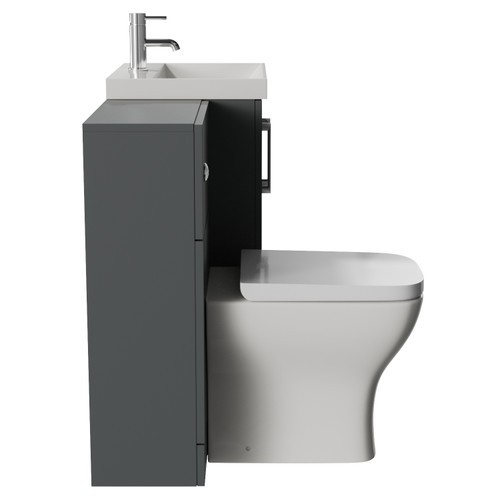 Avant Satin Grey 1000mm 2 Door Vanity Unit and Toilet Suite with Rimini Basin Side View
