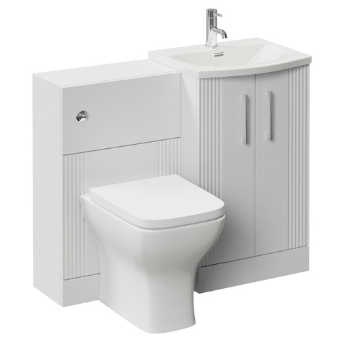 Avant Satin White 1000mm 2 Door Vanity Unit and Toilet Suite with Arc Basin Left Hand View