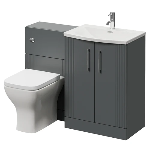 Avant Satin Grey 1100mm 2 Door Vanity Unit and Toilet Suite with Arc Basin Right Hand View
