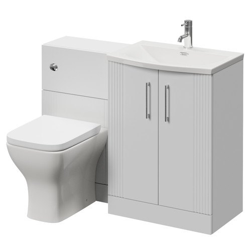 Avant Satin White 1100mm 2 Door Vanity Unit and Toilet Suite with Arc Basin Right Hand View