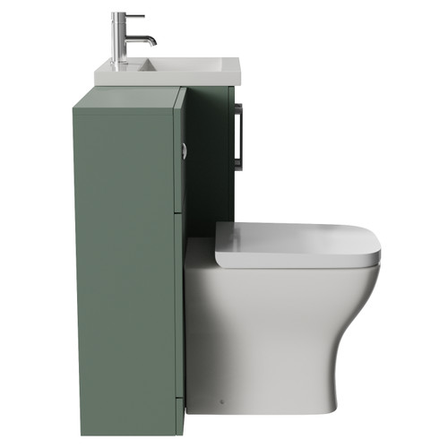 Avant Satin Green 1000mm 2 Door Vanity Unit and Toilet Suite with Glide Basin Side View
