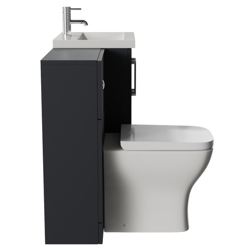 Avant Satin Anthracite 1000mm 2 Door Vanity Unit and Toilet Suite with Glide Basin Side View