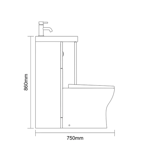 Avant Satin Anthracite 1000mm 2 Door Vanity Unit and Toilet Suite with Glide Basin Side On Dimensions