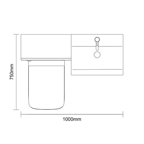 Avant Satin Grey 1000mm 2 Door Vanity Unit and Toilet Suite with Glide Basin Top Down Dimensions