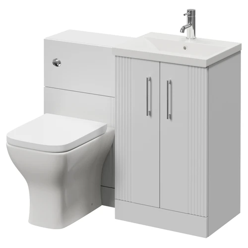 Avant Satin White 1000mm 2 Door Vanity Unit and Toilet Suite with Glide Basin Right Hand View