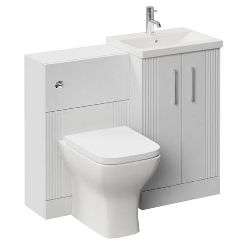 Avant Satin White 1000mm 2 Door Vanity Unit and Toilet Suite with Glide Basin Left Hand View