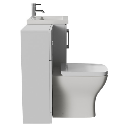 Avant Satin White 1000mm 2 Door Vanity Unit and Toilet Suite with Glide Basin Side View