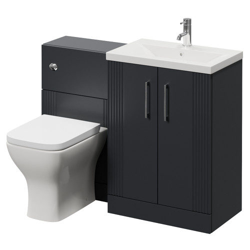 Avant Satin Anthracite 1100mm 2 Door Vanity Unit and Toilet Suite with Glide Basin Right Hand View