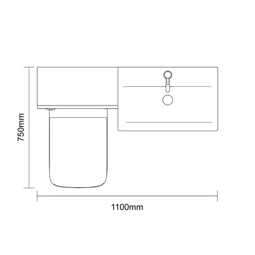 Avant Satin Anthracite 1100mm 2 Door Vanity Unit and Toilet Suite with Glide Basin Top Down Dimensions