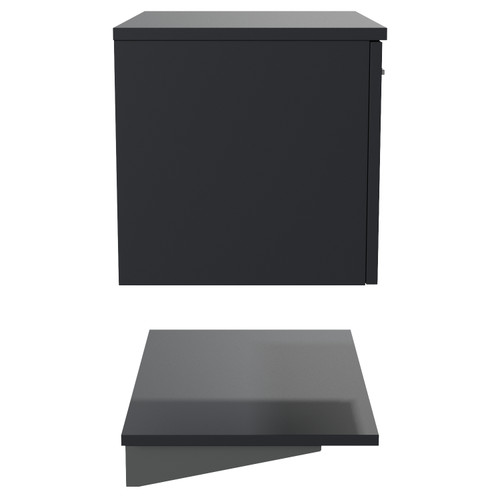 Avant Satin Anthracite 600mm Wall Mounted Single Drawer Vanity Unit for Countertop Basins with Storage Shelf Side View