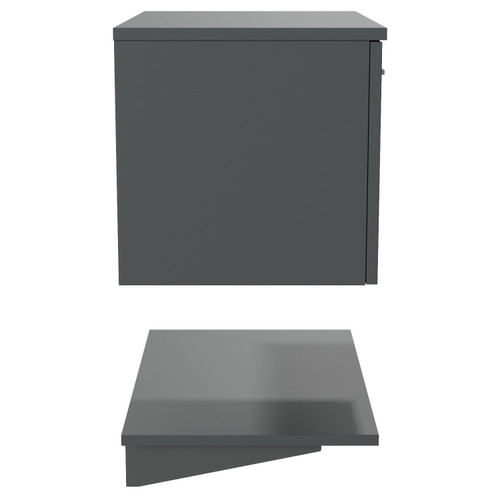 Avant Satin Grey 600mm Wall Mounted Single Drawer Vanity Unit for Countertop Basins with Storage Shelf Side View