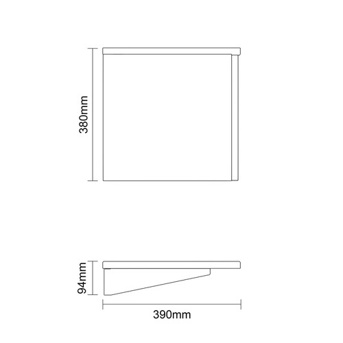 Avant Satin White 600mm Wall Mounted Single Drawer Vanity Unit for Countertop Basins with Storage Shelf Side On Dimensions
