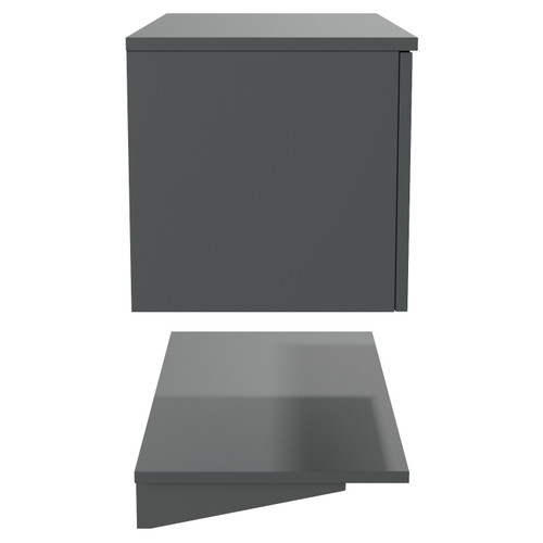 Avant Satin Grey 800mm Wall Mounted Single Drawer Vanity Unit for Countertop Basins with Storage Shelf Side View