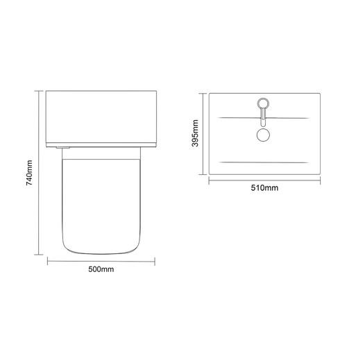Avant Satin Anthracite 1000mm Wall Mounted Single Drawer Vanity Unit and Toilet Suite with Glide Basin Top Down Dimensions