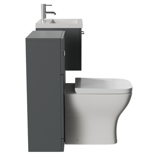 Avant Satin Grey 1000mm Wall Mounted Single Drawer Vanity Unit and Toilet Suite with Glide Basin Side View