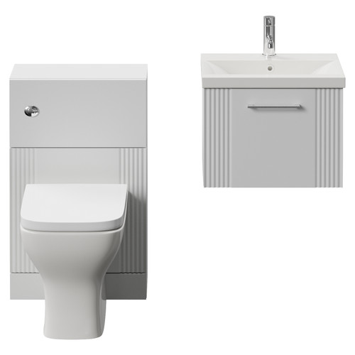 Avant Satin White 1000mm Wall Mounted Single Drawer Vanity Unit and Toilet Suite with Glide Basin Front View