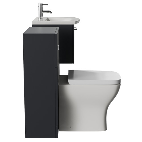 Avant Satin Anthracite 1000mm Wall Mounted Single Drawer Vanity Unit and Toilet Suite with Arc Basin Side View