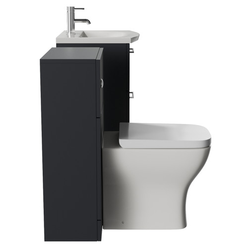 Avant Satin Anthracite 1000mm Wall Mounted 2 Drawer Vanity Unit and Toilet Suite with Arc Basin Side View