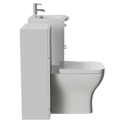 Avant Satin White 1000mm Wall Mounted 2 Drawer Vanity Unit and Toilet Suite with Arc Basin Side View