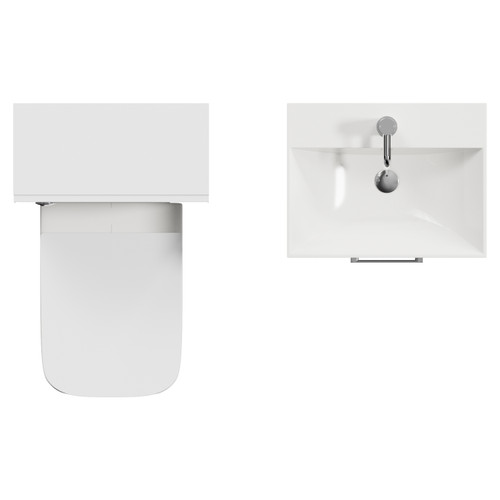 Avant Satin White 1000mm Wall Mounted 2 Drawer Vanity Unit and Toilet Suite with Rimini Basin Top View