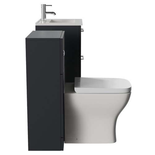 Avant Satin Anthracite 1000mm Wall Mounted 2 Drawer Vanity Unit and Toilet Suite with Angel Basin Side View