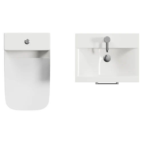 Avant Satin Grey 500mm Wall Mounted 2 Drawer Vanity Unit and Kingston Toilet Suite with Glide Basin Top View
