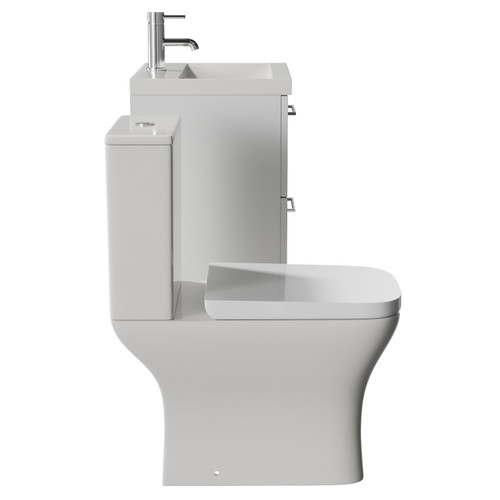 Avant Satin White 500mm Wall Mounted 2 Drawer Vanity Unit and Kingston Toilet Suite with Glide Basin Side View