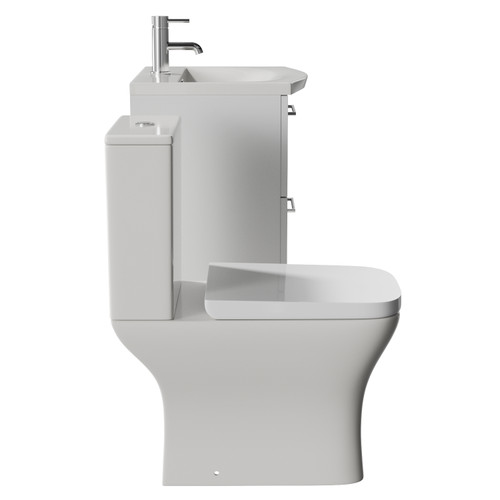 Avant Satin White 500mm Wall Mounted 2 Drawer Vanity Unit and Kingston Toilet Suite with Arc Basin Side View