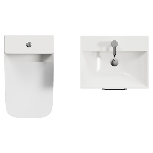Avant Satin Grey 500mm Wall Mounted 2 Drawer Vanity Unit and Kingston Toilet Suite with Rimini Basin Top View
