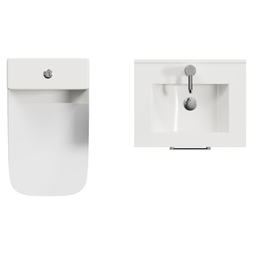 Avant Satin Grey 500mm Wall Mounted 2 Drawer Vanity Unit and Kingston Toilet Suite with Angel Basin Top View