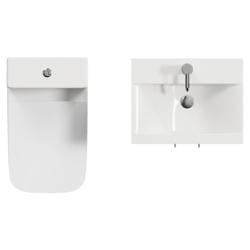 Avant Satin White 500mm 2 Door Vanity Unit and Kingston Toilet Suite with Glide Basin Top View