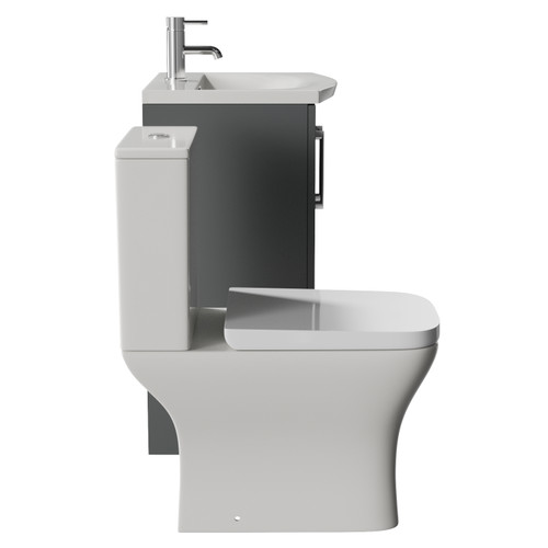 Avant Satin Grey 500mm 2 Door Vanity Unit and Kingston Toilet Suite with Arc Basin Side View