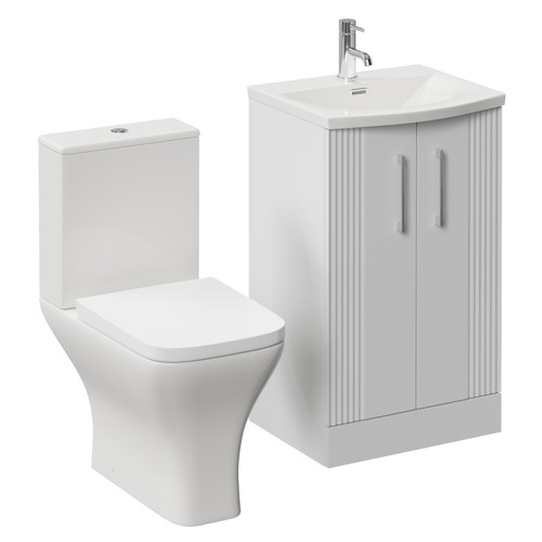 Avant Satin White 500mm 2 Door Vanity Unit and Kingston Toilet Suite with Arc Basin Left Hand View