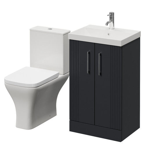 Avant Satin Anthracite 500mm 2 Door Vanity Unit and Kingston Toilet Suite with Rimini Basin Right Hand View