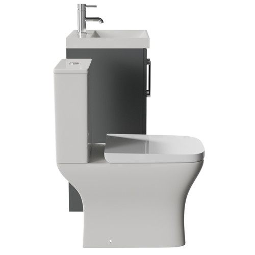 Avant Satin Grey 500mm 2 Door Vanity Unit and Kingston Toilet Suite with Rimini Basin Side View