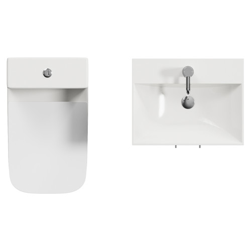 Avant Satin Grey 500mm 2 Door Vanity Unit and Kingston Toilet Suite with Rimini Basin Top View